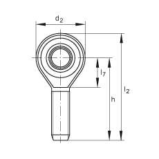 桿端軸承 GAKSR16-PS, 根據(jù) DIN ISO 12 240-4 標(biāo)準(zhǔn)，特種鋼材料，帶右旋外螺紋，免維護(hù)