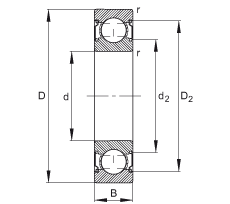 深溝球軸承 6200-C-2Z, 修正的內(nèi)部結(jié)構(gòu)（C 代），根據(jù) DIN 625-1 標(biāo)準(zhǔn)的主要尺寸，兩側(cè)間隙密封