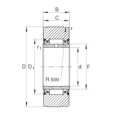 支撐型滾輪 NA2203-2RSR, 無軸向引導(dǎo)，兩側(cè)唇密封