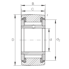 支撐型滾輪 NATV8-PP, 滿裝滾針，軸向引導(dǎo)，兩側(cè)用推力滑動(dòng)墊圈