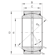 關節(jié)軸承 GE100-DO-2RS, 根據(jù) DIN ISO 12 240-1 標準, 需維護，兩側(cè)唇密封