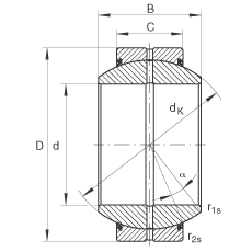 關(guān)節(jié)軸承 GE240-FO-2RS, 根據(jù) DIN ISO 12 240-1 標(biāo)準(zhǔn), 需維護(hù)，兩側(cè)唇密封