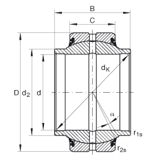 關(guān)節(jié)軸承 GE80-HO-2RS, 根據(jù) DIN ISO 12 240-1 標(biāo)準(zhǔn), 需維護(hù)，兩側(cè)唇密封