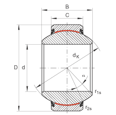 關(guān)節(jié)軸承 GE180-FW-2RS, 根據(jù) DIN ISO 12 240-1 標(biāo)準(zhǔn), 免維護(hù)，兩側(cè)唇密封