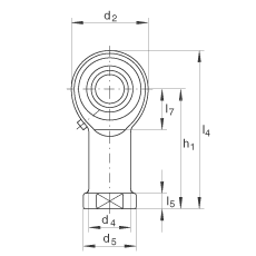 桿端軸承 GIKR16-PB, 根據(jù) DIN ISO 12 240-4 標(biāo)準(zhǔn)，帶右旋內(nèi)螺紋，需維護(hù)