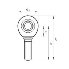 桿端軸承 GAL35-UK-2RS, 根據(jù) DIN ISO 12 240-4 標(biāo)準(zhǔn)，帶左旋外螺紋，免維護，兩側(cè)唇密封