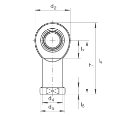 桿端軸承 GIL60-UK-2RS, 根據(jù) DIN ISO 12 240-4 標(biāo)準(zhǔn)，帶左旋內(nèi)螺紋，免維護，兩側(cè)唇密封