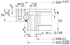 四點接觸球軸承 VI140326-V, 有內(nèi)齒，兩側(cè)唇密封