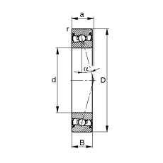 主軸軸承 HSS7006-C-T-P4S, 調(diào)節(jié)，成對安裝，接觸角 α = 15°，兩側(cè)唇密封，非接觸，加嚴(yán)公差