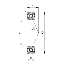 主軸軸承 HSS7006-E-T-P4S, 調(diào)節(jié)，成對(duì)安裝，接觸角 α = 25°，兩側(cè)唇密封，非接觸，限制公差