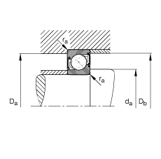 角接觸球軸承 7008-B-2RS-TVP, 接觸角 α = 40°, 兩側(cè)唇密封