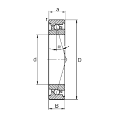 主軸軸承 HS7006-C-T-P4S, 調(diào)節(jié)，成對安裝，接觸角 α = 15°，限制公差