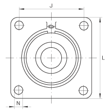 軸承座單元 PCCJ25, 帶四個螺栓孔的法蘭的軸承座單元，鑄鐵，雙列角接觸球軸承，P 型密封