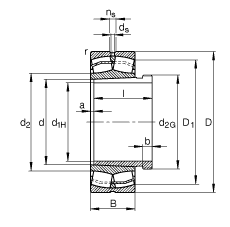 調(diào)心滾子軸承 22311-E1-K + AHX2311, 根據(jù) DIN 635-2 標(biāo)準(zhǔn)的主要尺寸, 帶錐孔和退卸套