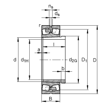 調(diào)心滾子軸承 23244-K-MB + AH2344, 根據(jù) DIN 635-2 標(biāo)準(zhǔn)的主要尺寸, 帶錐孔和退卸套